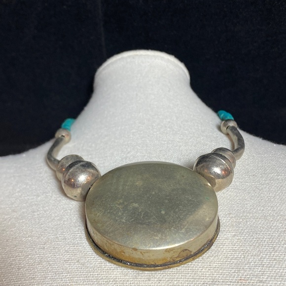 Vintage Silver and Turquoise Beaded Necklace - Picture 7 of 9